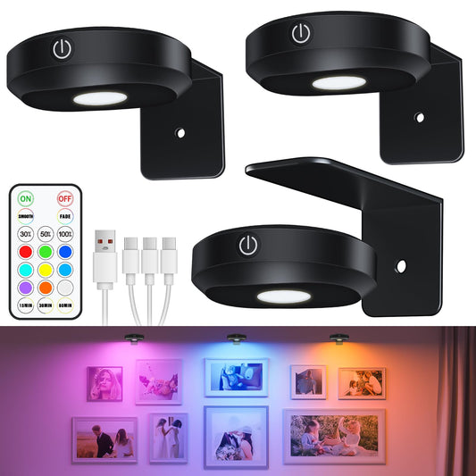 Skorter | Willed Rgb Battery Powered Image Light, Remote Control, Dimmable, 9 Colors, Wireless Art Display