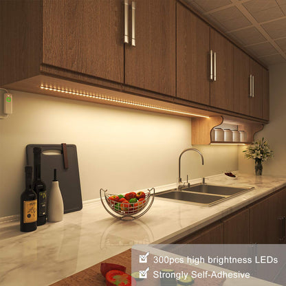 Skorter | Myplus 16.4 Ft Under Cabinet LED Strip Light Set, Dimmer Control, Warm White 3000K, 1050