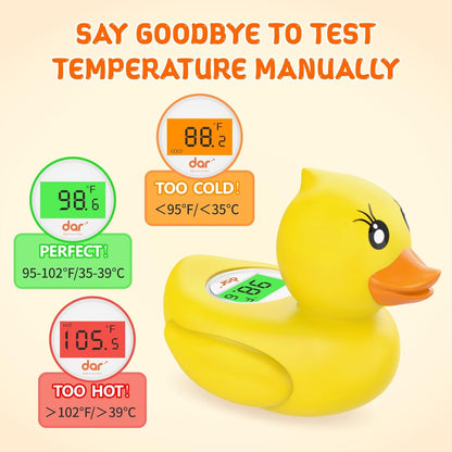 Skorter | AquaVeilig Baby Bath Thermometer – Digital Display with 3 Colors and Temperature Warning