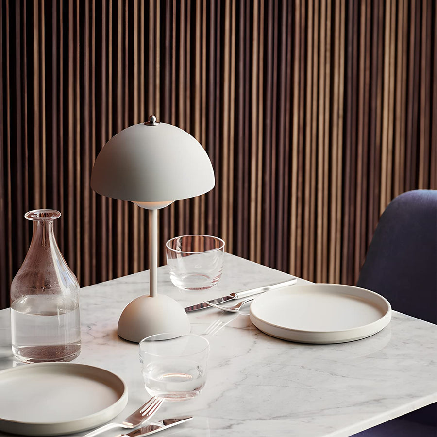 Skorter | Flowerpot Table Lamp - Rechargeable Bedside Lamp & Cordless Design Mushroom Shaped Lamps