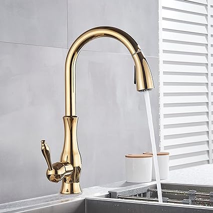 Skorter | Brass Kitchen Faucet Pull Out Mixer Sink Water Tap 360 Rotation Single Handle