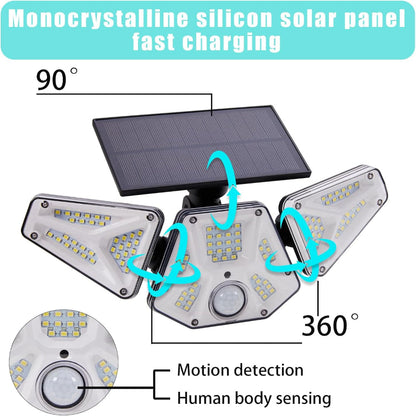 Skorter | 2 Pack Solar Flood Lights with Motion Sensor & Remote Control, Super Bright 113 LED, 3 Heads Adjustable