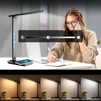Skorter | LED Desk Lamp - With Wireless Charger and USB Charging Port - Touch Control