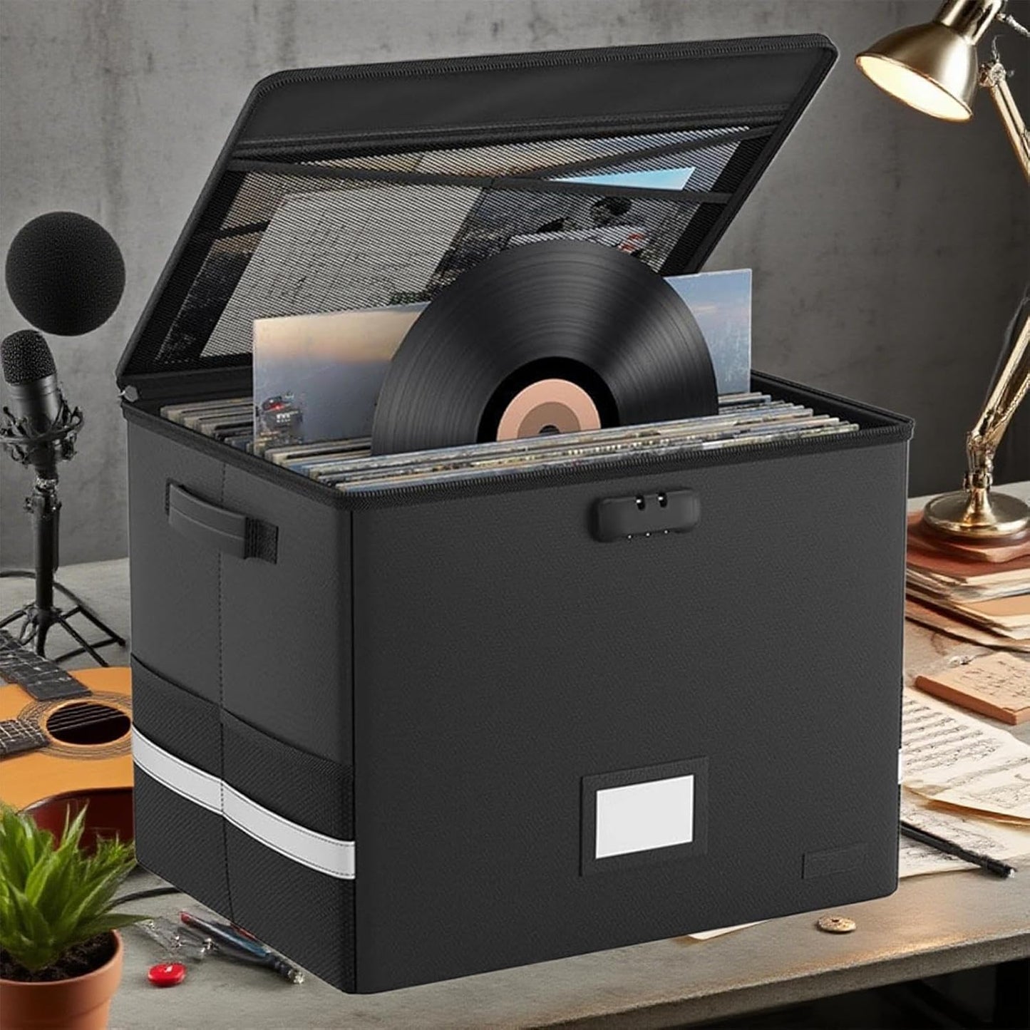 Skorter | Fireproof Record Storage Case – Waterproof Organizer for 150+ 12-Inch Records – Arcion