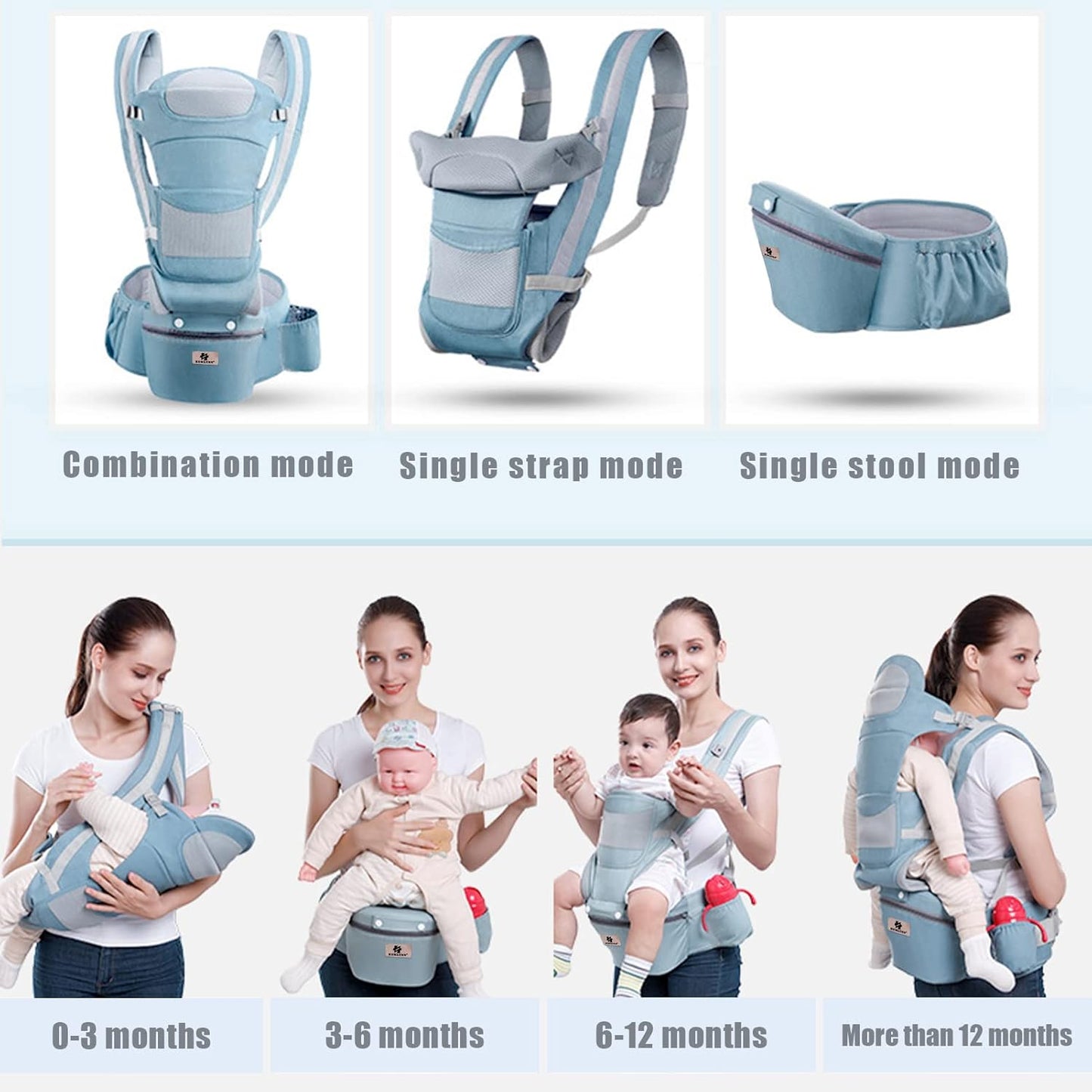Skorter | 3-in-1 Ergonomic Baby Carrier with Storage Pouch – Soft Cotton Newborn to Toddler Carrier