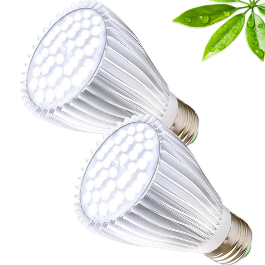 Skorter | Milyn 2 Pack 30W Led Grow Light Bulb White Full Spectrum Grow Light For Indoor Plants, E26 Plant Bulb For Diy Indoor Plants, Flowers, Greenhouse, Indoor Garden, Hydroponics