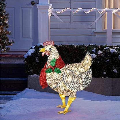 Skorter | WinterHen LED Chicken with Scarf – Illuminating Christmas Decoration for Indoor and Outdoor