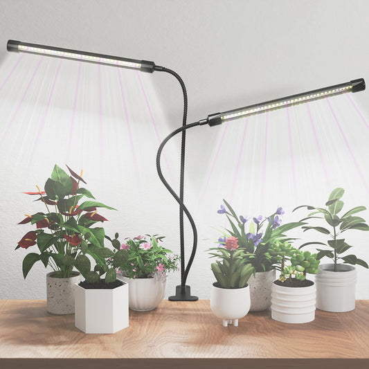 Skorter | Grow Light, 6500K Full Spectrum White Red Blue 84 Led Plant Lamp Clip On Table For Indoor Plants Growth, 5 Dimmable Levels & Timer Setting 4/8/12H
