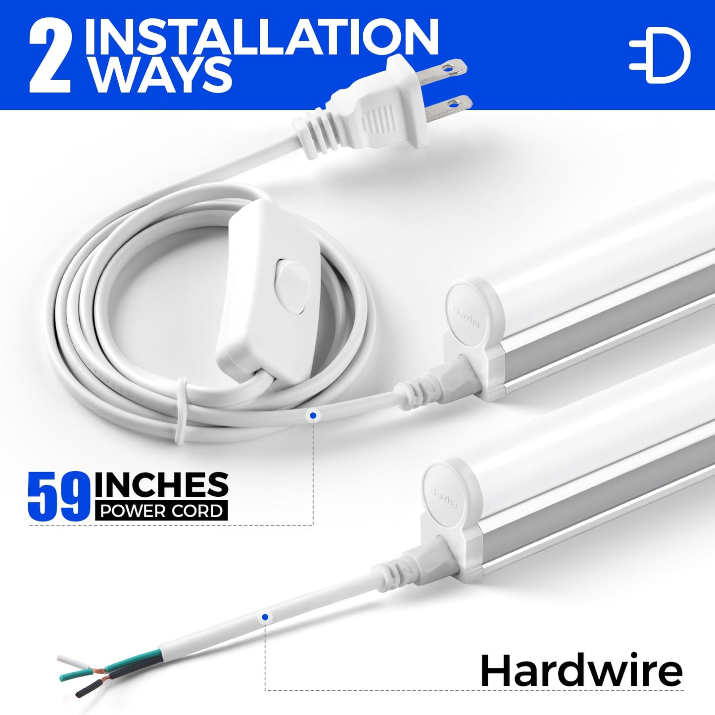 Skorter | Barrina 2Ft Led Ceiling Lamps, 5000K Daylight White, 1100Lm, Connectable, 6