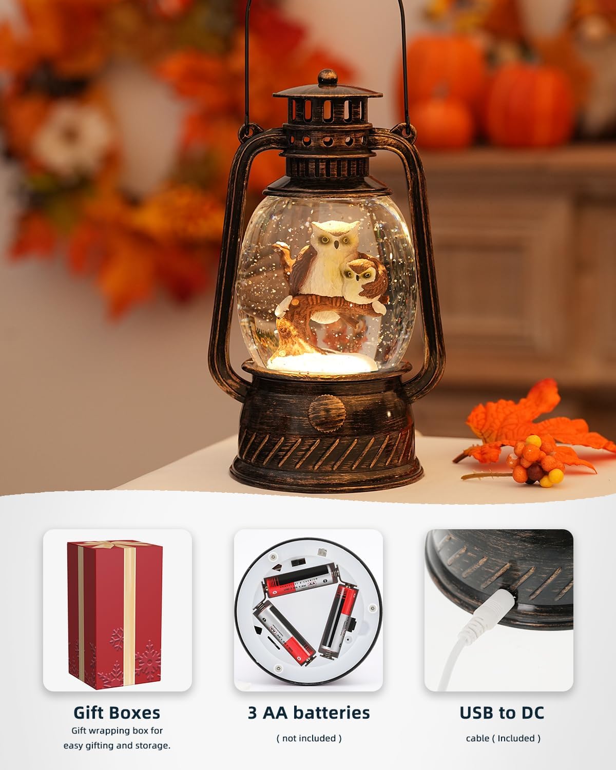 Skorter | Autumn Gloss Decorative Lamp with Pumpkins – Warm LED Light and 6-Hour Timer