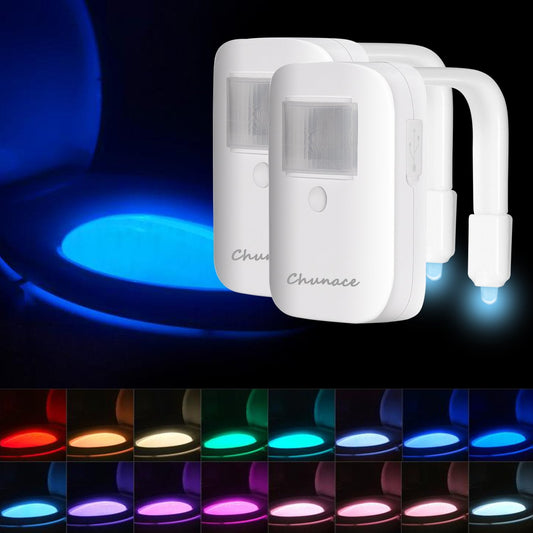 Skorter | Chunace 16-color LED toilet night light 2-pack with motion sensor - Bathroom decor Gadget