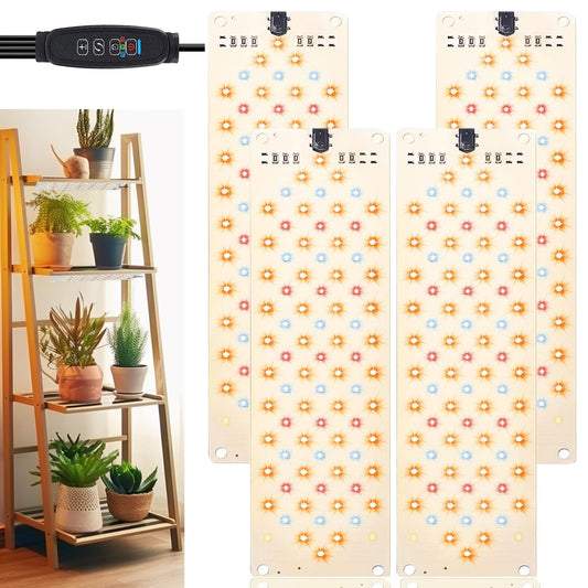 Skorter | Growth Light, 40W Ultra-Thin Panel Growth Light For Indoor Plants, 316Leds Full Spectrum Growth Light For Under Cabinet Plant, Growth Lamp With 3/9/12H Timer, 10 Dimmable Levels For Plant Growth (4Pcs)