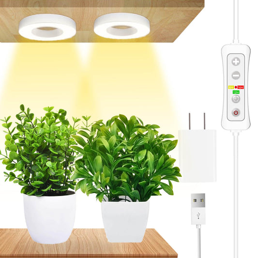 Skorter | Yadoker Roof Growth Light For Indoor Plants, 72 Leds Full Spectrum Halo Plant Light, 5V Safe Voltage Grow Light With 8/12/16H Auto Timer, 10 Level Dimmable, Ideal For Small Plants