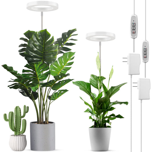 Skorter | Lordem Plant Growth Light, Full Spectrum Plant Lighting For Indoor Plants, Brightness Adjustable Led Grow Lamp With Automatic On/Off Timer 4H/8H/12H, Height Adjustable, Ideal For Tall Plants, Package With 2