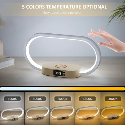Skorter | Wireless Charging Bedside Table Lamp with Clock – Lumora