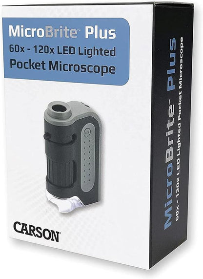 Skorter | Carson MicroBrite Plus 60x-120x LED Illuminated Pocket Microscope, Portable Handheld Microscope (MM-300)