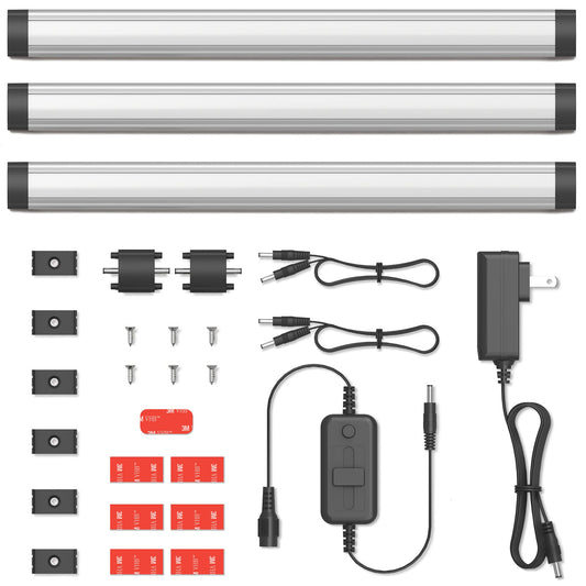 Skorter | Getinlight 12" LED Under-cabinet light, soft white 3000K, 3-pack, metal design