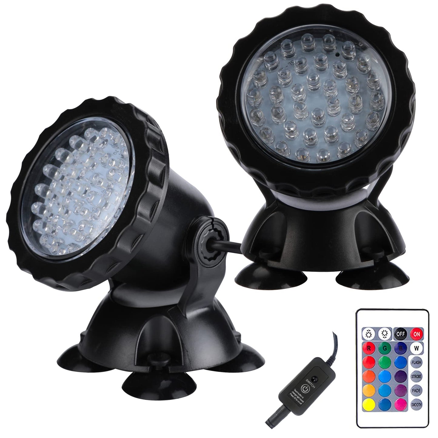 Skorter | Zhgservu Led Pond Light - Ip68 Waterproof Fountain Light, 2 Pack With Remote Control For Garden & Pool