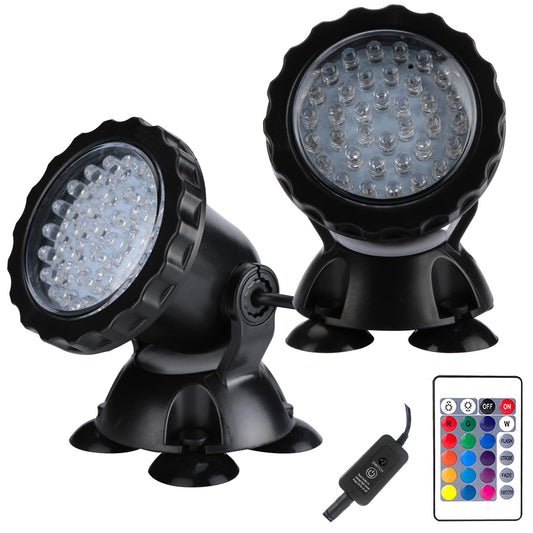 Skorter | Zhgservu Led Pond Light - Ip68 Waterproof Fountain Light, 2 Pack With Remote Control For Garden & Pool