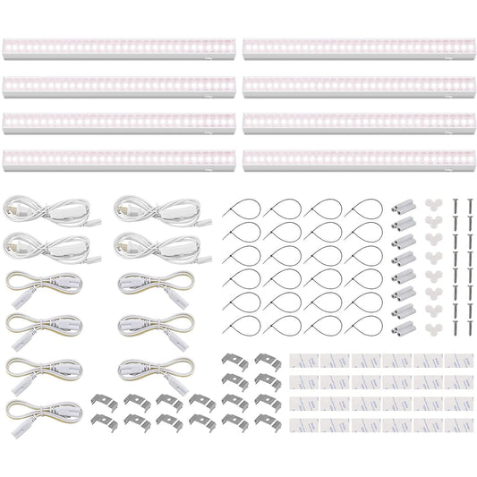 Skorter | Barrina 1Ft Full Spectrum Led Grow Lights, Pinkish White, T5 Plant Light, 8-Pack