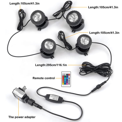 Skorter | Crepow Rgb Garden Light With Timer, Ip68 Waterproof Led Spotlights For Pool And Garden (Set Of 4)