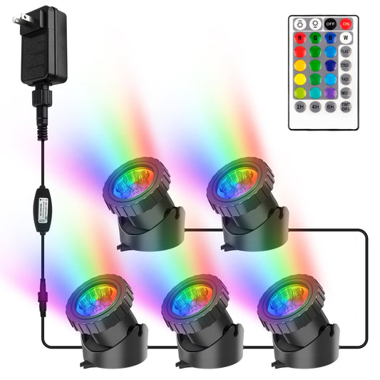 Skorter | Crepow Rgb Women's Light Set Of 5 - Bright Led Recessed Waterproof Spotlights With Timer & Remote Control