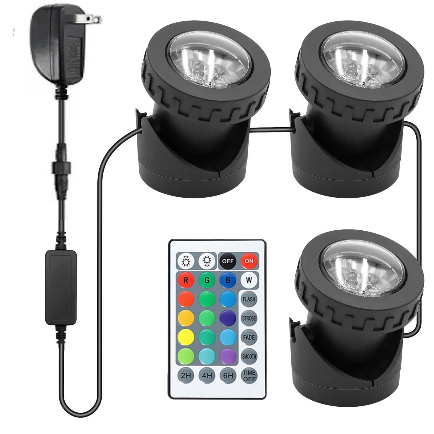 Skorter | Colored Pond Lights with Timer, Rgb Waterproof Fountain Lights Ip68, Dimmable Outdoor Landscape Lights for Aquarium Pond Fountain Garden (3 Lights)