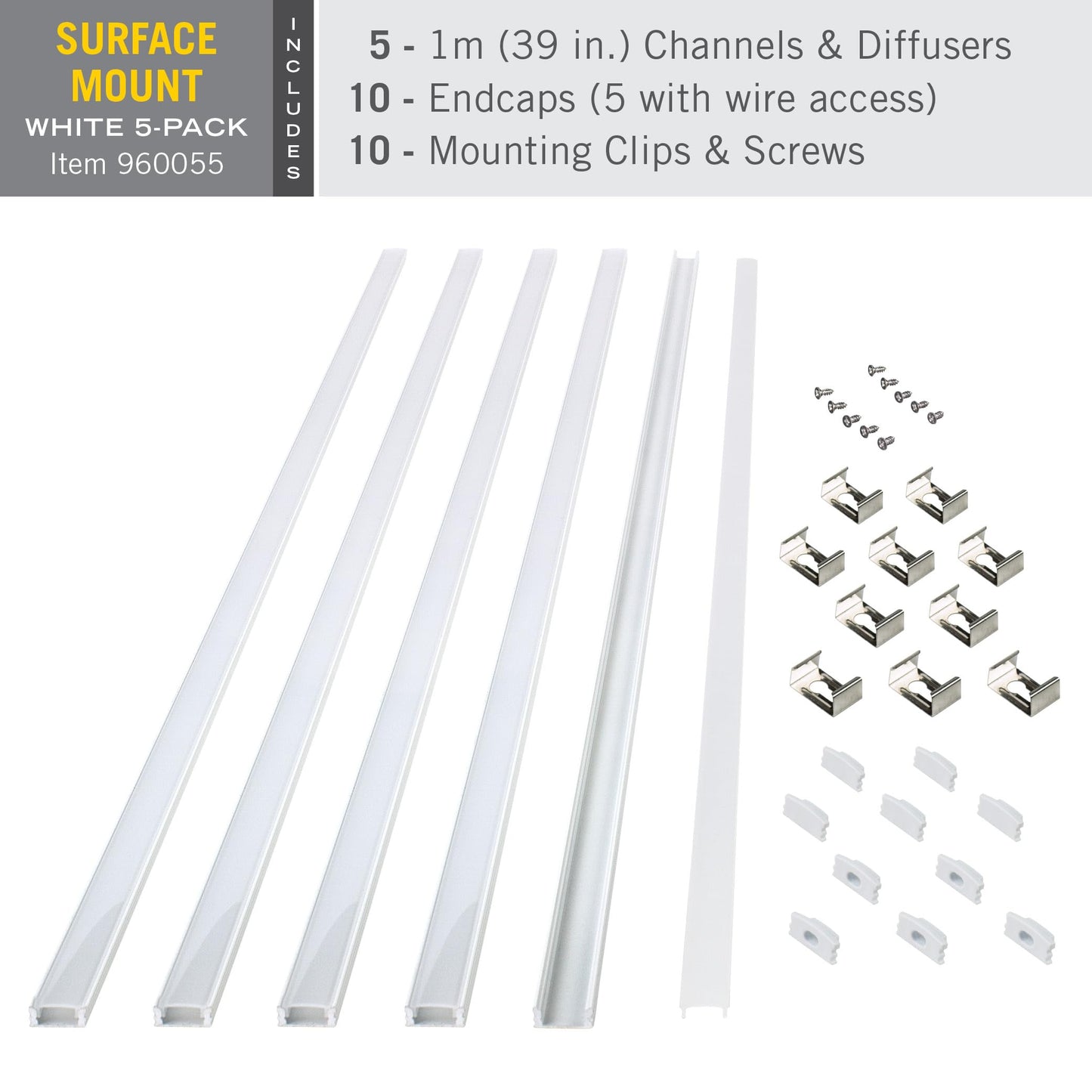 Skorter | Armacost Lighting Led Tape Light Mounting Channel 5-Pack, White Aluminum