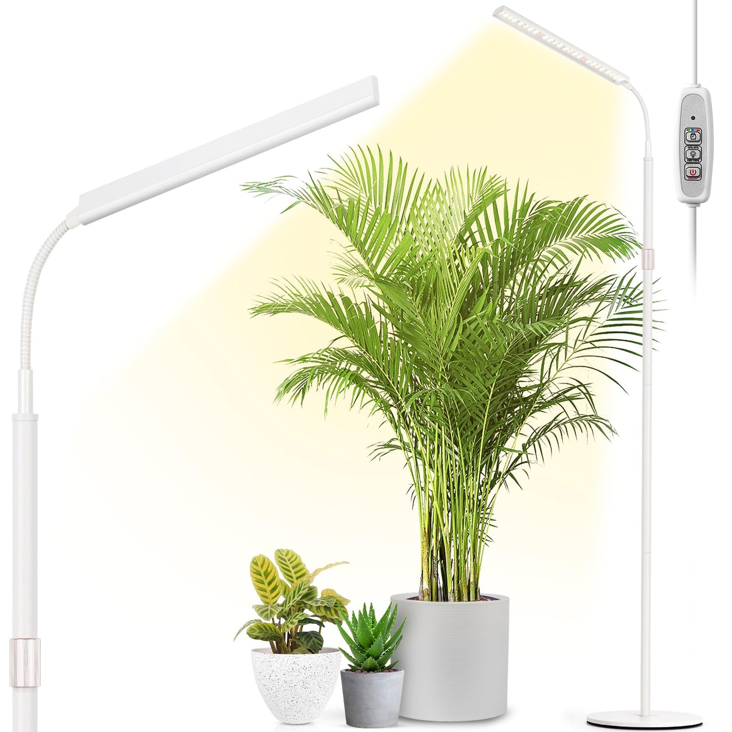 Skorter | Foxgarden® Growth Light, Full Spectrum Plant Lighting Strip With Stand For Indoor Plants, 47.2-63 Inches Height Adjustable, Strong Growth Lamp With Automatic On/Off Timer 4/8/12H, 4 Dimmable Brightness, White