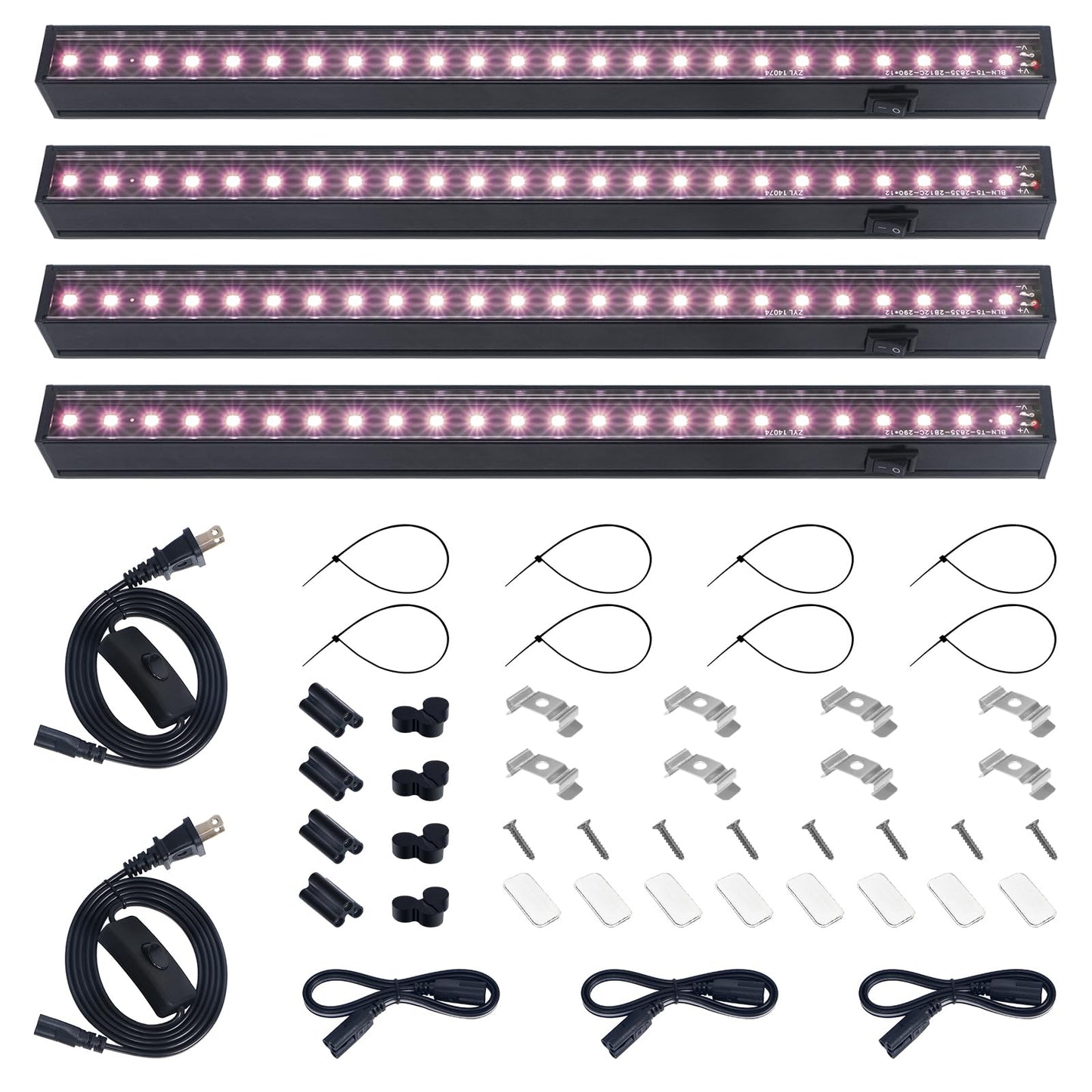 Skorter | Barrina 1Ft Led Grow Light Strips, Full Spectrum Indoor Plant Lamp, 4 Packs, Pinkish White