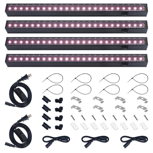 Skorter | Barrina 1Ft Led Grow Light Strips, Full Spectrum Indoor Plant Lamp, 4 Packs, Pinkish White