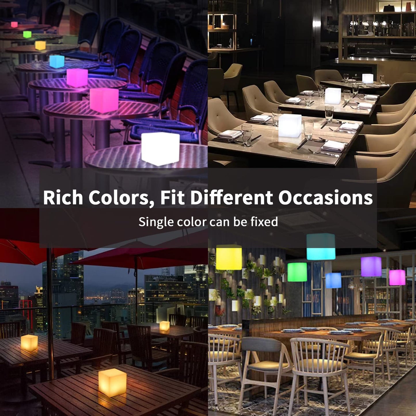 Skorter | Borelor 4-inch LED cube light - Rechargeable mood lamp, 16 changing colors, remote control