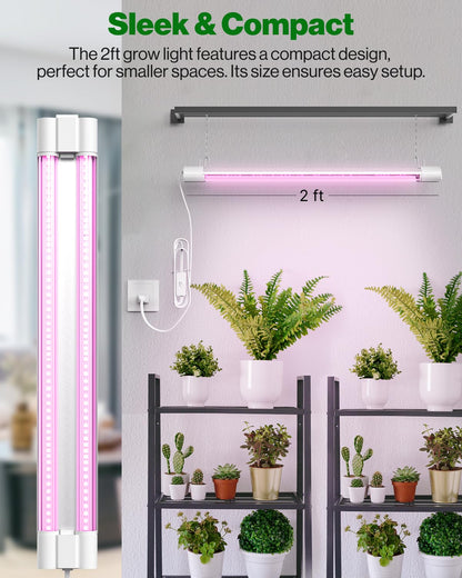Skorter | Sunco 2Ft Led Grow Light, 20W Full Spectrum For Indoor Plants, 2 Pack With Inline Switch