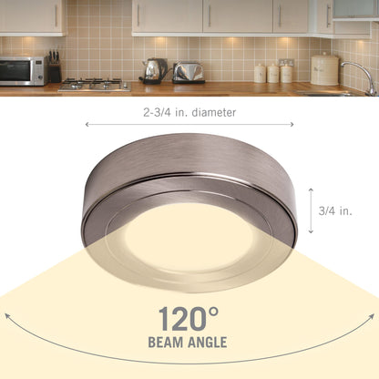 Skorter | Armacost Lighting 2700K Dimmable Led Puck Light - Soft White Brushed Steel Finish
