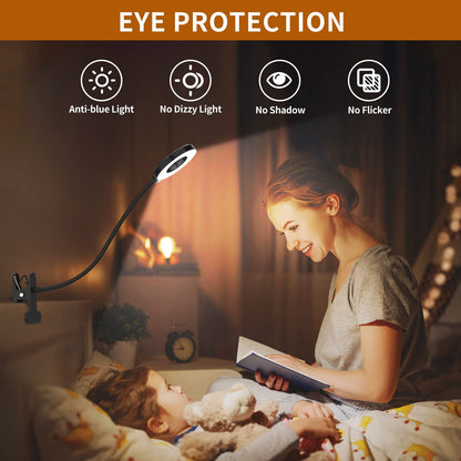 Skorter | Izell Led Desk Lamp with Clamp, 3 Color Modes & 10 Brightness Levels, Flexible Goose Neck - Black