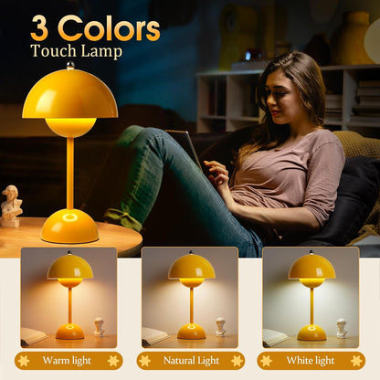 Skorter | Flowerpot Table Lamp - Rechargeable Bedside Lamp & Cordless Design Mushroom Shaped Lamps