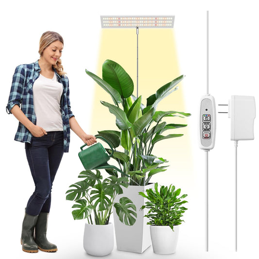Skorter | Lordem Growth Light For Indoor Plants Full Spectrum, High Growth Light For Indoor Cultivation, 165 cm Height Adjustable Grow Lamp With Auto On/Off Timer 4H/8H/12H & 4 Dimmable Brightness Settings, 1 Pack