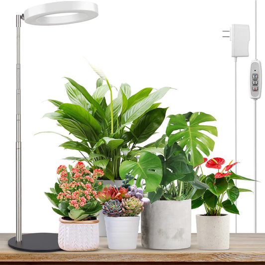 Skorter | Lordem Growth Light, Led Plant Light For Indoor Plant Growth, Full Spectrum Desk Grow Lamp With Automatic Timer For 4H/8H/12H, 4 Dimmable Levels, Height Adjustable 9.8"-30.6"