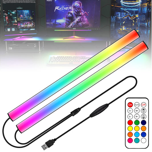 Skorter | Willed 2-I-1 Rgb Under Screen Light Bar With Remote Control - Desk Lighting For Gaming Setup
