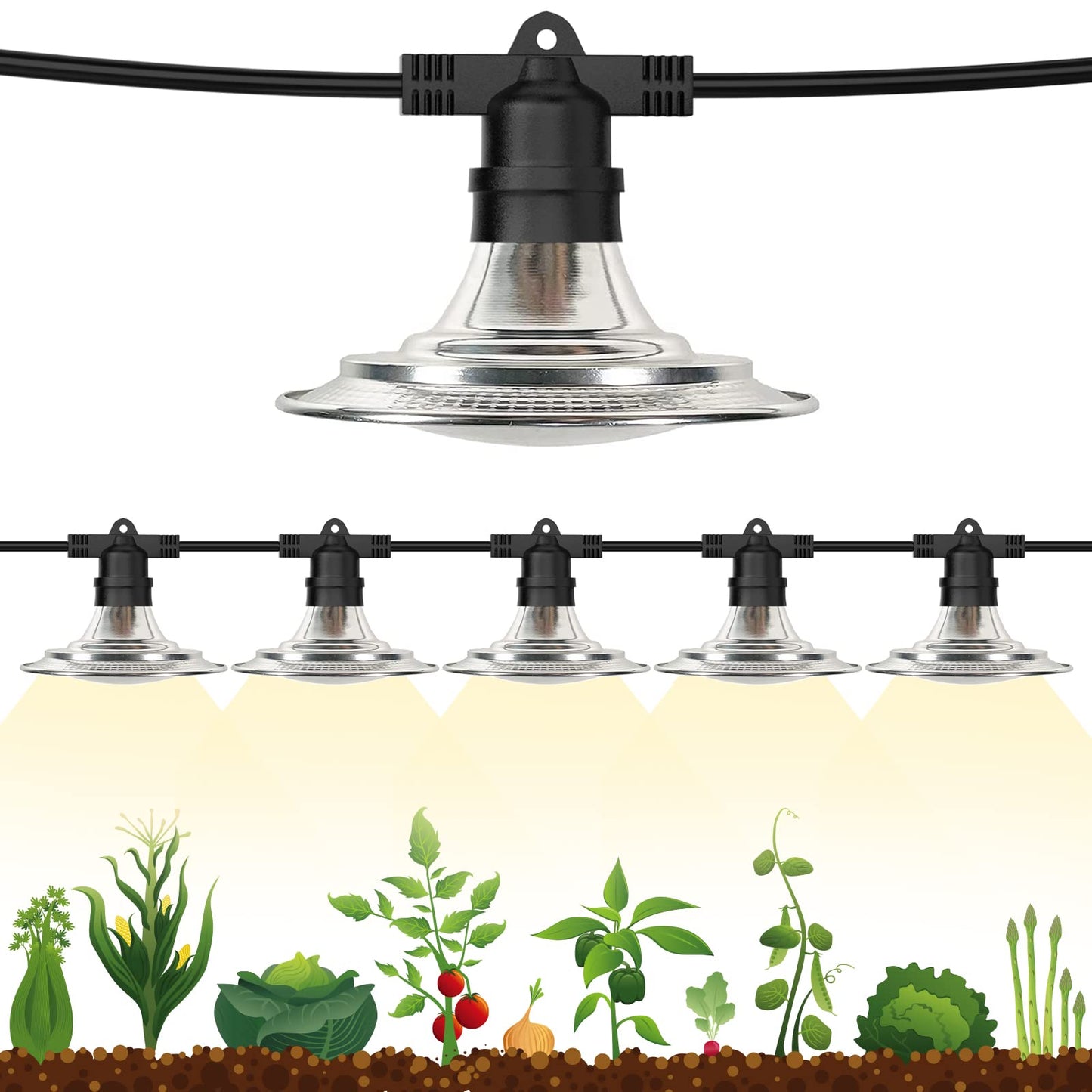 Skorter | 6-bulb outdoor LED grow lights, full spectrum waterproof light string for greenhouse