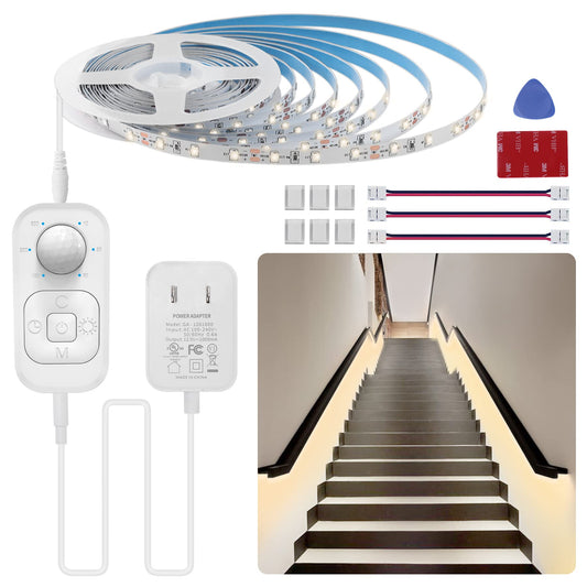 Skorter | Speycer Motion Sensor LED Strip Lights, Warm White 16.4Ft, Dimmer & Timer For Indoor Use