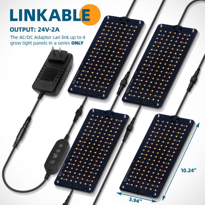 Skorter | Barrina 40W Ultra-Thin Led Grow Light Panel, Full Spectrum, 4-Pack With Timer & Dimmable Levels