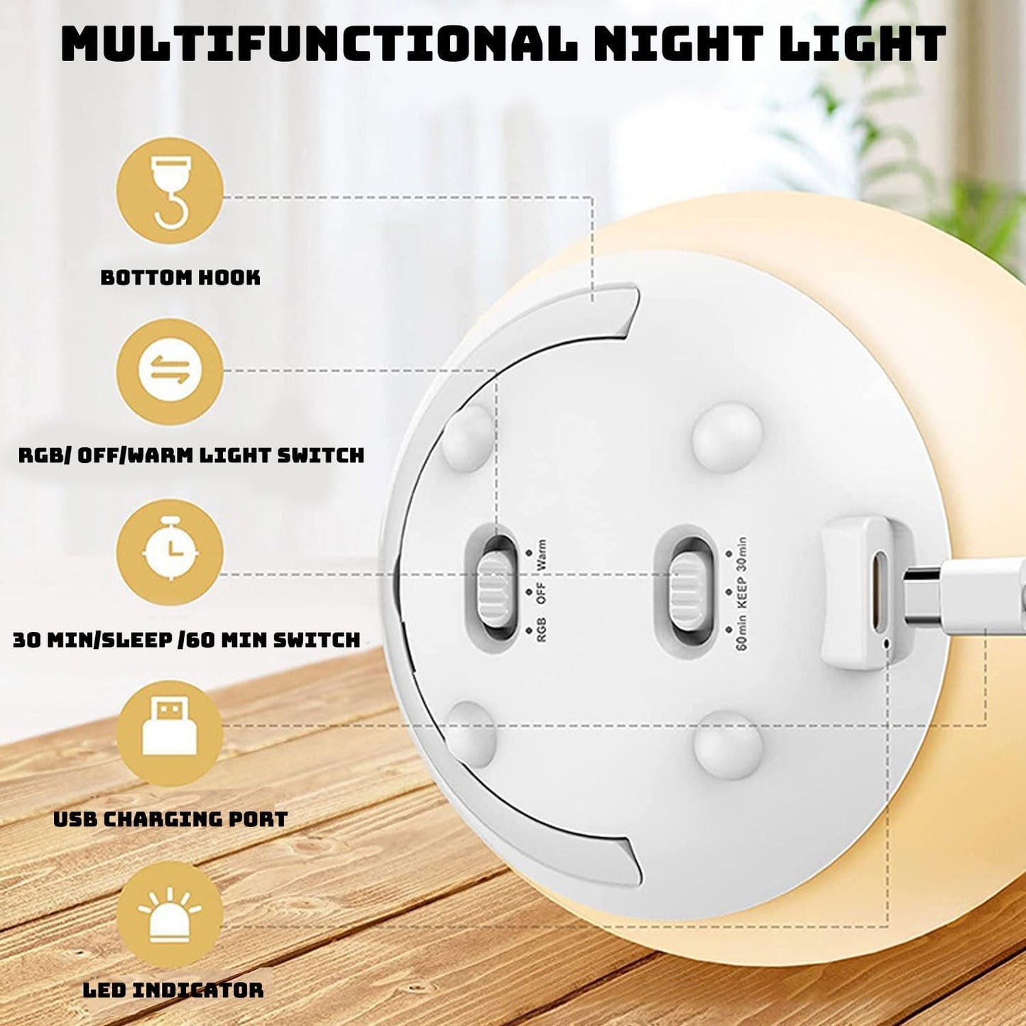 Skorter | Breastfeeding Night Light | Soft BPA-Free Silicone Touch Lamp with Eye-Friendly Stepless Dimmer