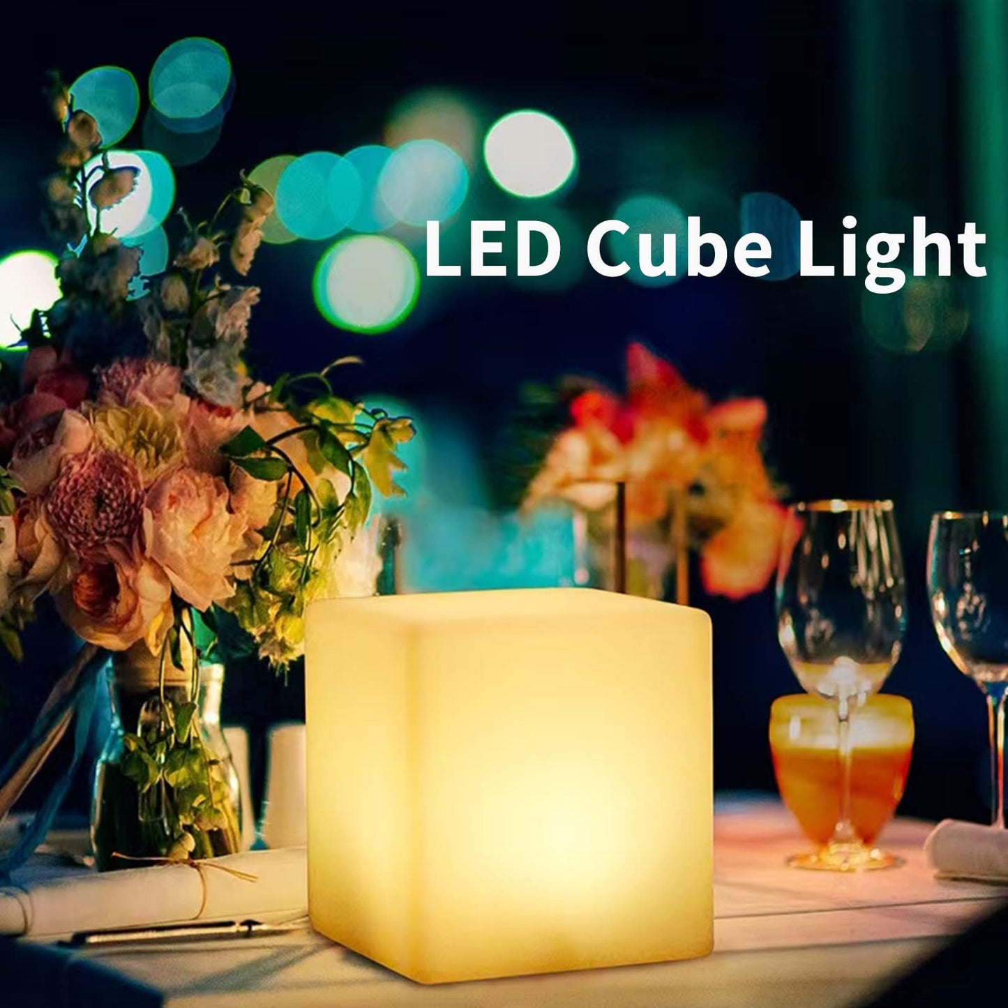 Skorter | Borelor 4-inch LED cube light - Rechargeable mood lamp, 16 changing colors, remote control
