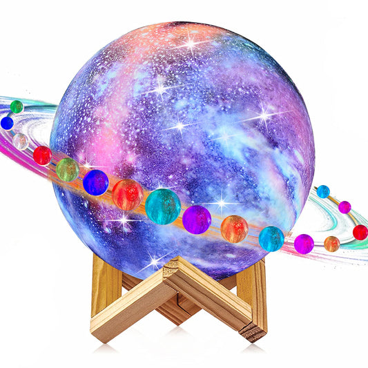Skorter | Logrotate 3D Printed Moon Lamp, 16 Colors LED Night Light with Remote Control, USB Rechargeable, 5.98"