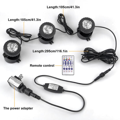 Skorter | Crepow Rgb Landscape Lights With Timer, Ip68 Waterproof Submersible Spotlights For Garden Pool (3-Pack)