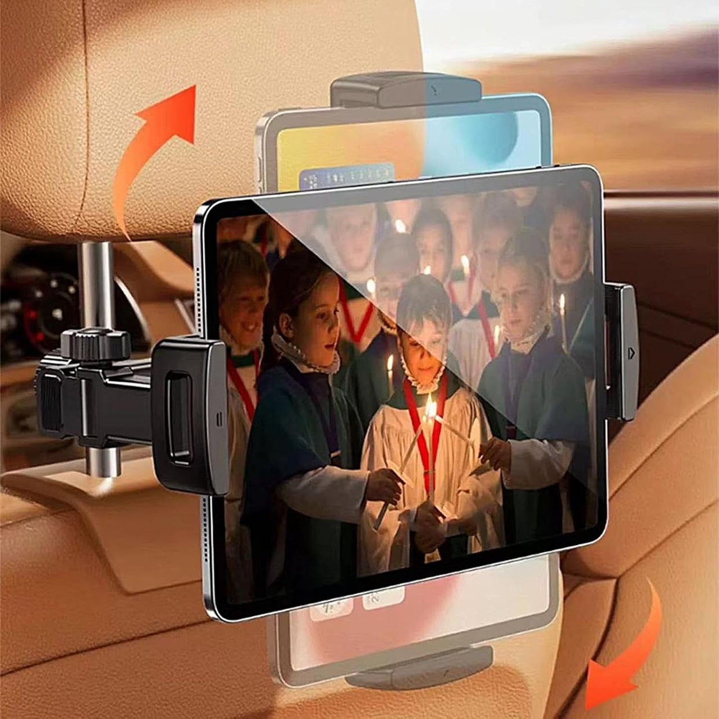 Skorter | Car Headrest Tablet Holder – Adjustable 360° Backseat Phone & Tablet Mount – Movira
