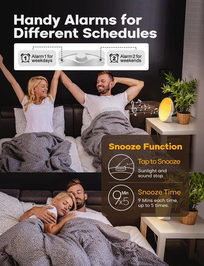 Skorter | GlowRise Natural Wake-Up Light Alarm Clock with Sunrise & Sunset Simulation