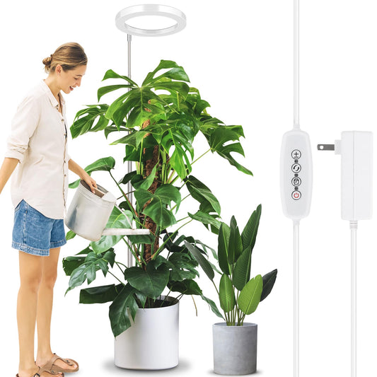 Skorter | Lordem 10" Growth Light For Indoor Plants, Full Spectrum Plant Lamp With 160 Leds, 4H/8H/12H Timer, 10 Dimmable Levels, 3 Spectrum Modes, Height Adjustable 61", Ideal For Growing Large Tall Plants