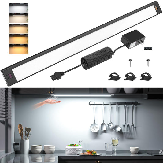 Skorter | Wobane Dimmable Under Cabinet Lighting, 16.5" LED Light Bar, Wireless Hand Wave, Black